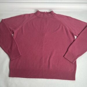 Vtg Designers Originals Women Pink Mauve Knit Mock Neck Pullover Sweater M Zip‎